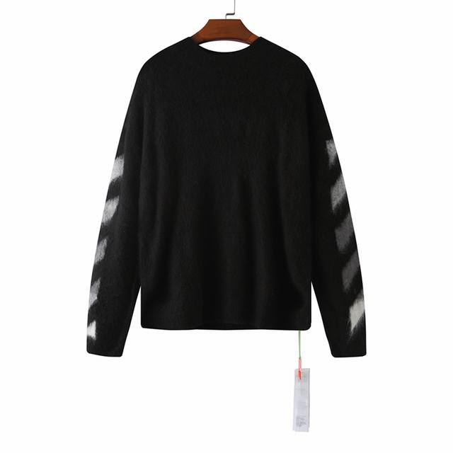 318# SML Xl Ff White Ow 20Ss Black and gray gradient mohair round neck sweater