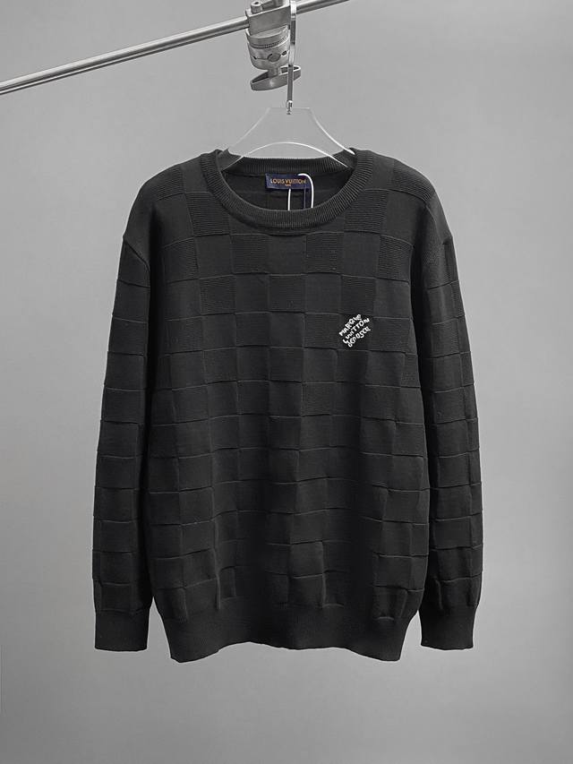 7639# Lv Beaded Checkerboard Pullover Sweater This sweater reinterprets the bran