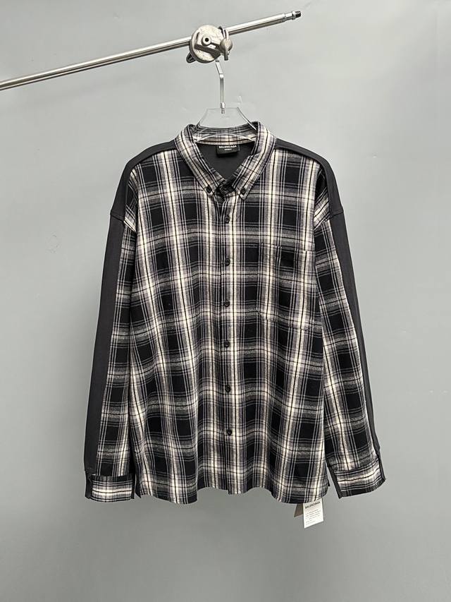 7665# Balenciaga's new Balenciaga plaid patchwork jacket and shirt 25Ss new summ