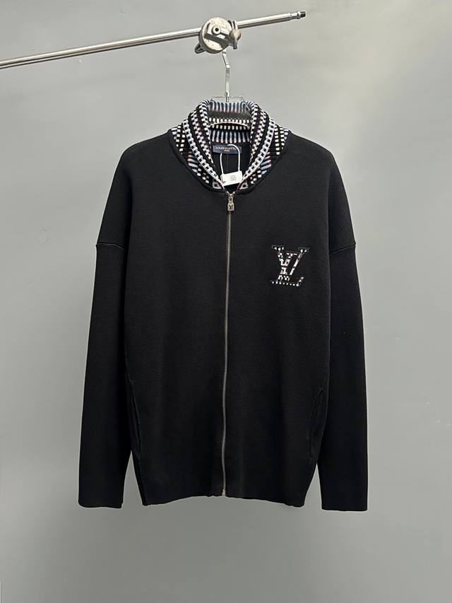 7660# 1V* Louis 25Fw new checkered collar organic cotton knitted bomber jacket S