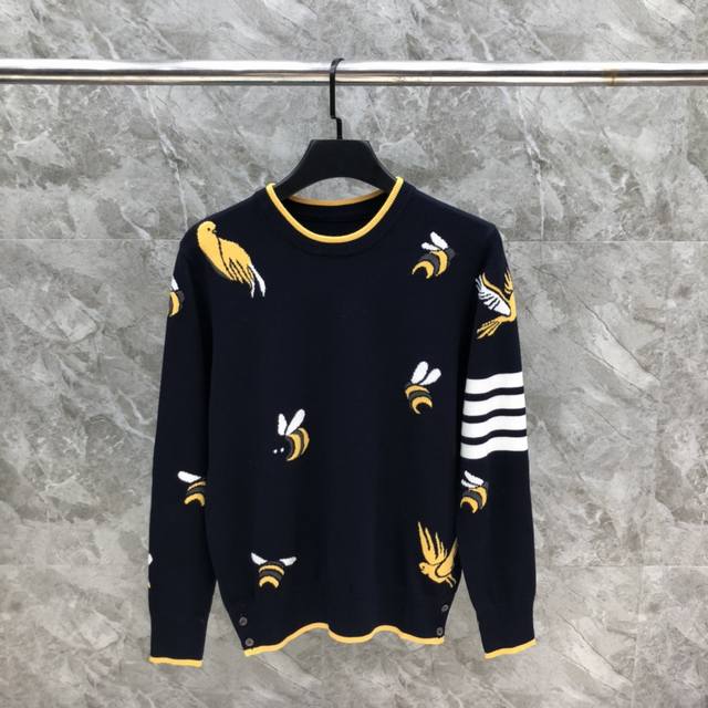 Birds and Bees Crew Neck Sweater Size: 1-4 Color: Colorblock, Blue