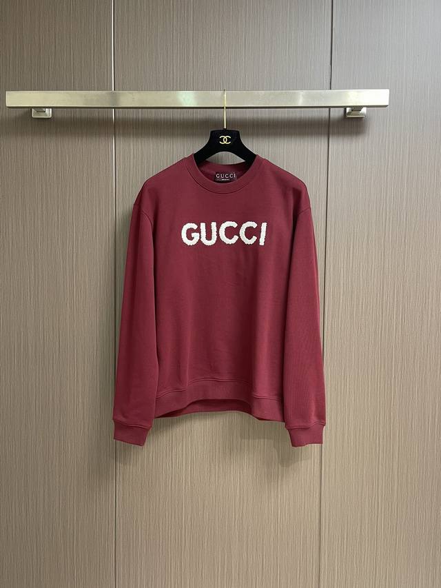 Gucci 2025Ss new classic, simple contrast color, heavy chest embroidery pure cot