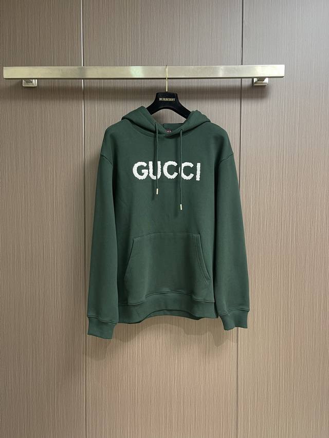Gucci's new 2025Ss logo-stamped hooded sweatshirt is made of 400g double-strande
