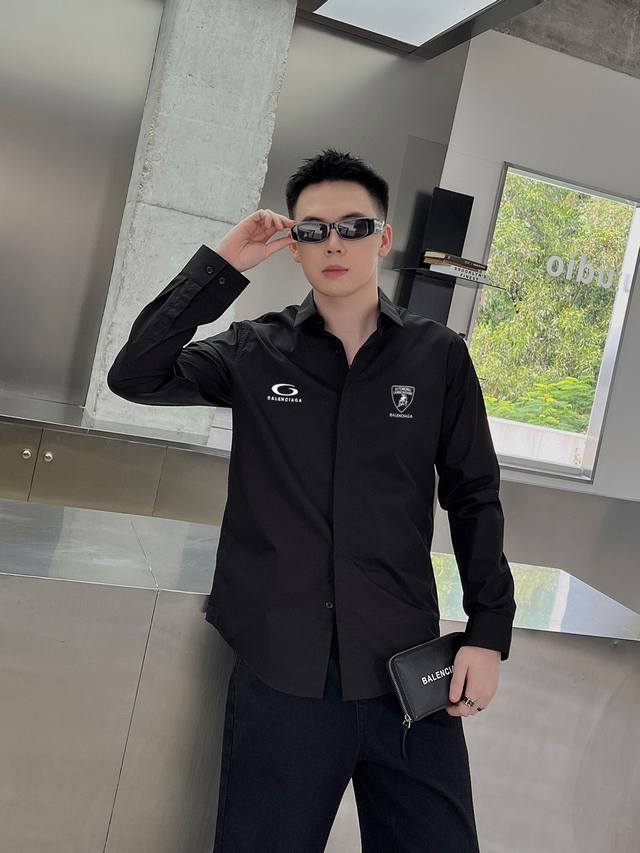 Burberry counter's latest must-have long-sleeved shirt for men, 100% natural cot