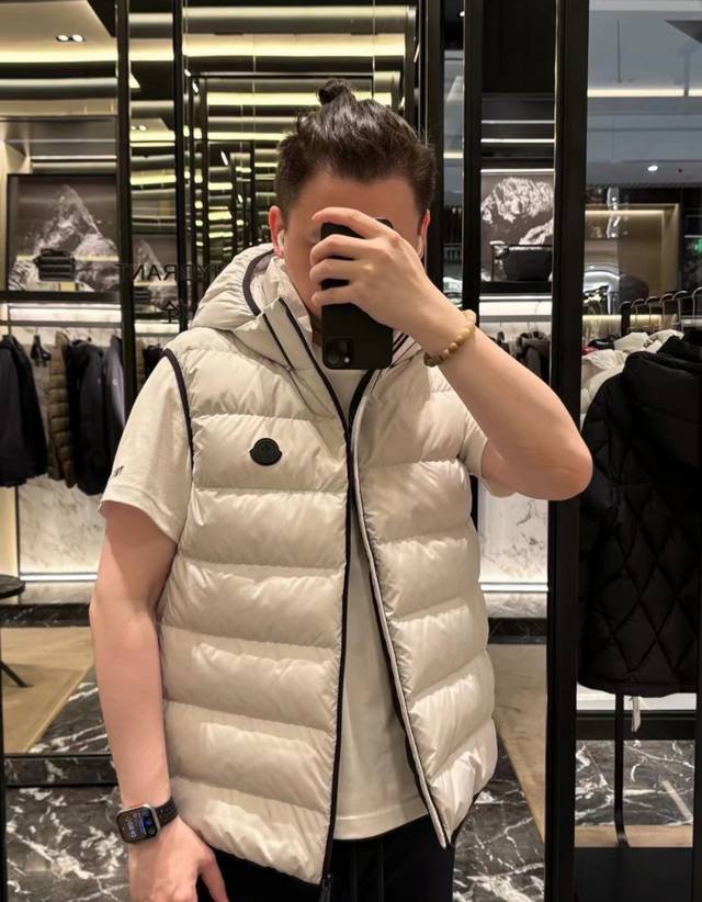 Upper body effect | Moncler Valmasque men's detachable hood down vest. Looks go