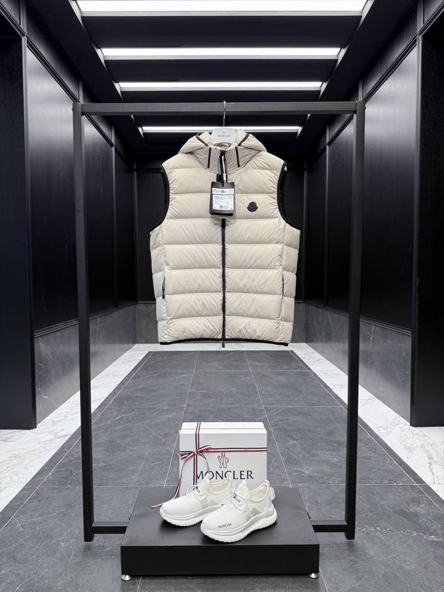 Moncler Valmasque men's premium down vest with detachable hood. Originally sour