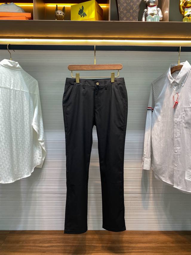 LV25Fw New Early Fall Black Tech Fiber Casual Pants. Men's Tricolor Logo Embroid