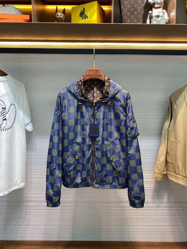LV25Fw New Early Fall Tech Fiber Casual Windproof Jacket, Unisex, Reversible Zip