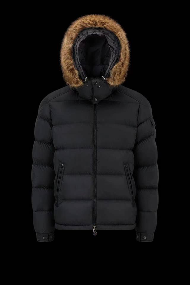 Black Moncler down jacket official website synchronized new black navy blue arm