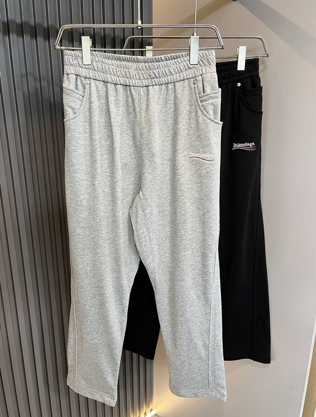 Balencia* Paris* 2025 Fall/Winter new casual pants, featuring the Balenciaga log