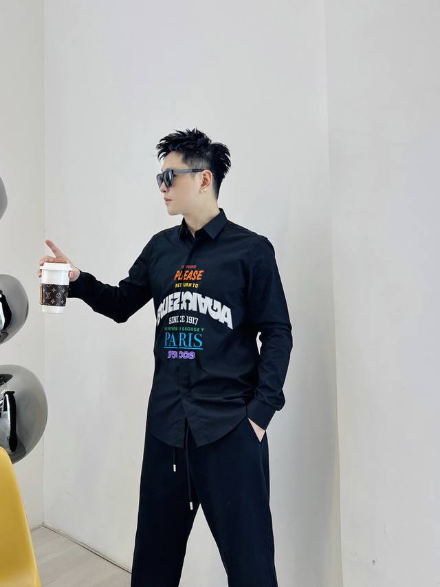 Balenciaga's latest must-have long-sleeved shirt for men, 100% natural cotton,