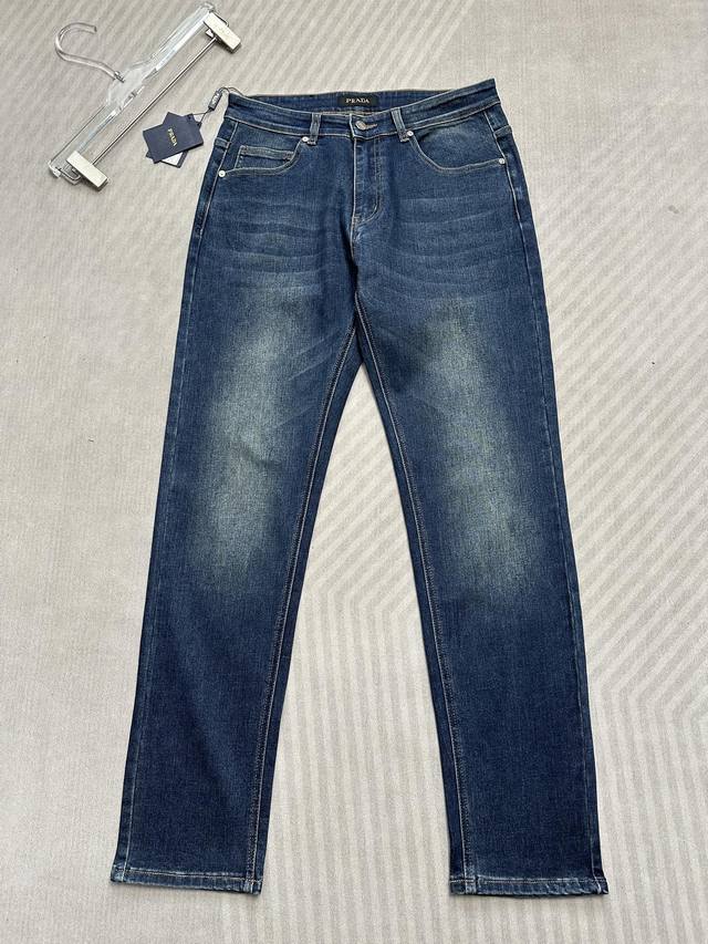 prada Pujia 25Fw latest autumn and winter casual jeans, dark blue, with classic