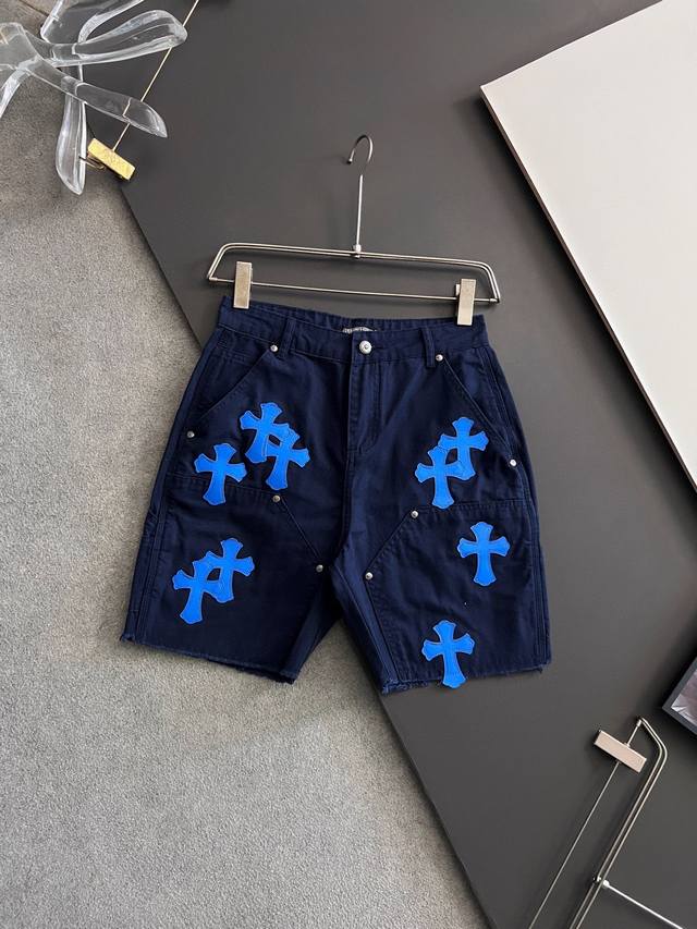 Ch Chrome Hearts*, 25Ss summer thin denim shorts, heavy washed casual jeans, imp