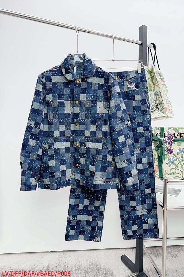 Top and Pants Lv Louis Vuitton x Nigo Checkerboard Workwear Tunic Jacket : Pur