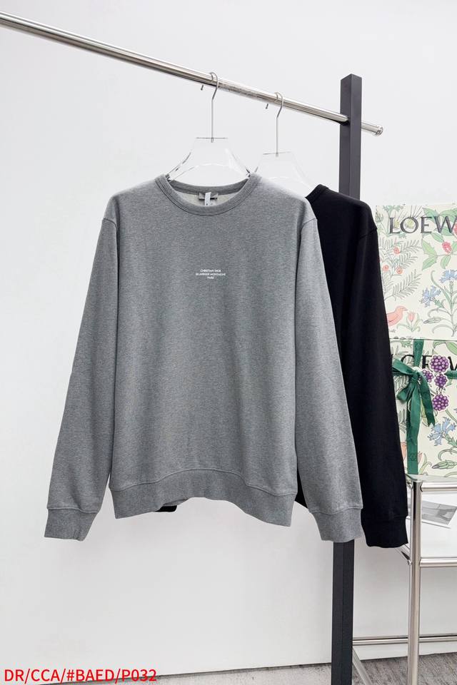 Dr Dior Cd Small Letter Slogan Print Crewneck Sweatshirt Gray Original design pu