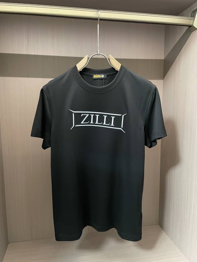 Zilli 2025 Early Fall new embroidered thick short-sleeved T-shirt; custom 260g h