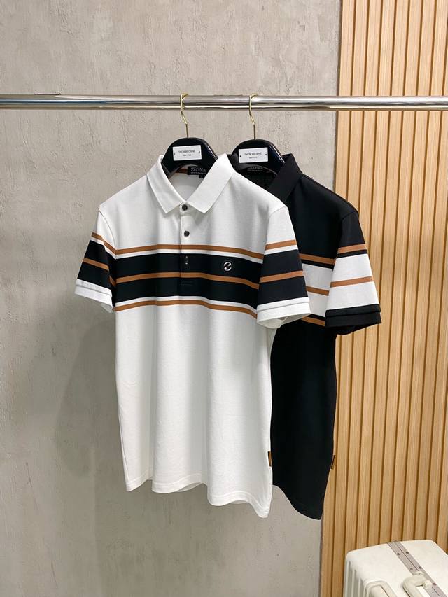 New Arrival: Ermenegildo Zegna 2025Ss Summer Men's Logo Lapel Polo Shirt! A cla
