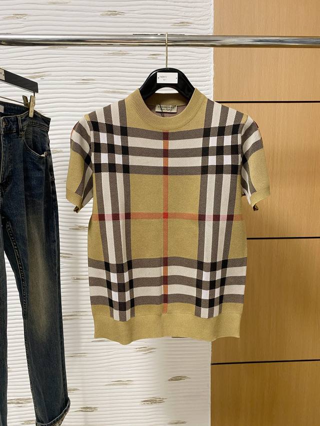 Burberry's new men's top-notch lapel knitted short-sleeved T-shirt for autumn an