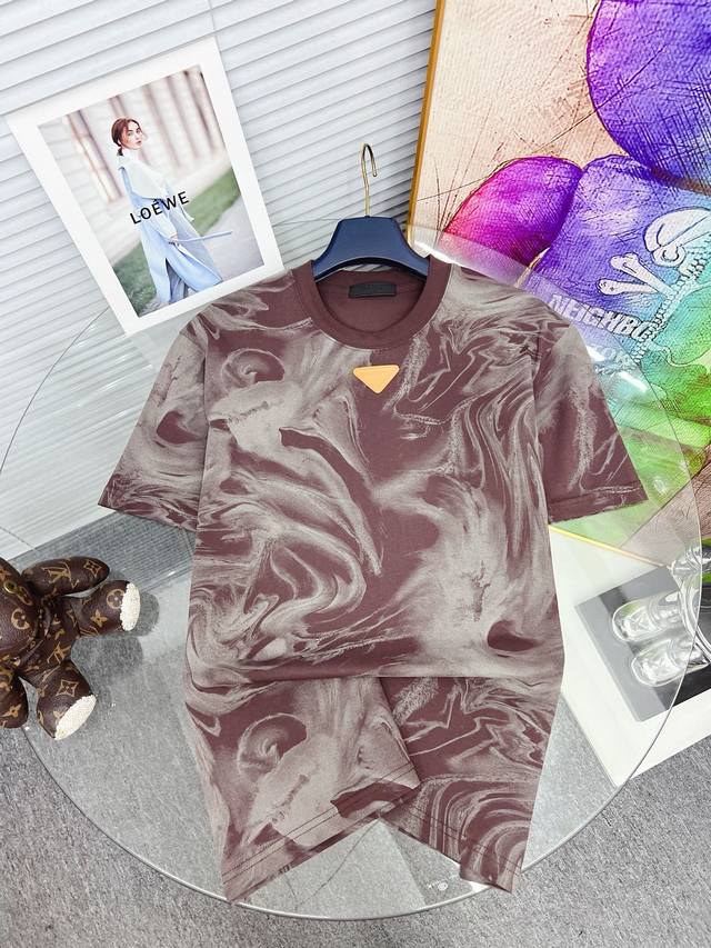 prada Prada's new 2025 Spring/Summer 3-in-1 floral logo short-sleeved T-shirt, m