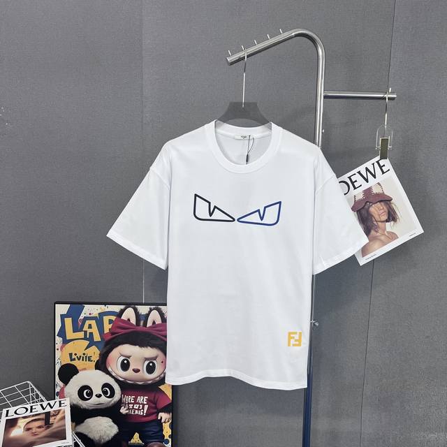 Fendi 270g round neck short-sleeved T-shirtBrand classic heterochromatic eye let