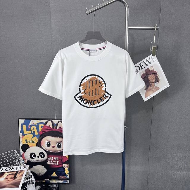 Moncler 300g round neck short-sleeved T-shirtBrand classic flannel stitching let