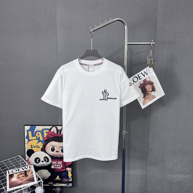 Moncler 300g round neck short-sleeved T-shirtBrand classic 3D offset letter logo