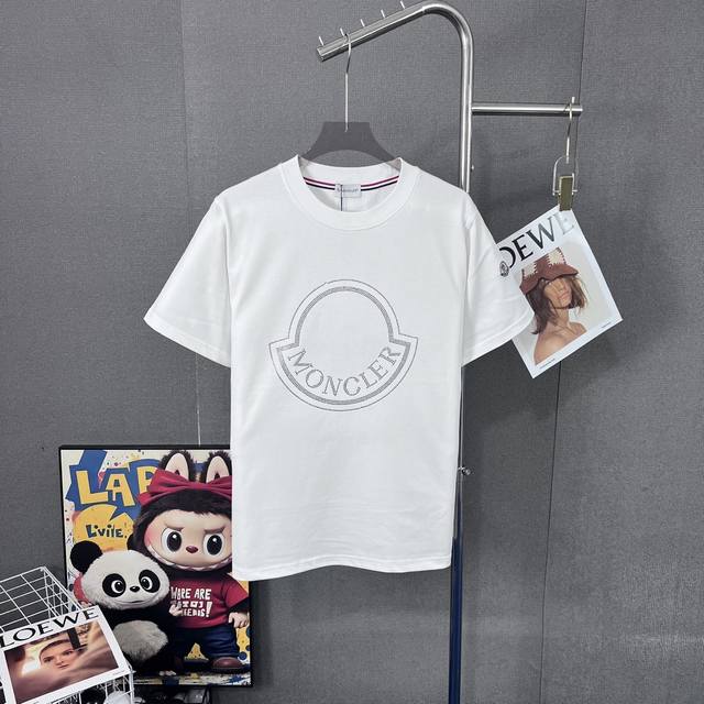 Moncler 300g round neck short-sleeved T-shirtBrand classic hot-stamping letter l