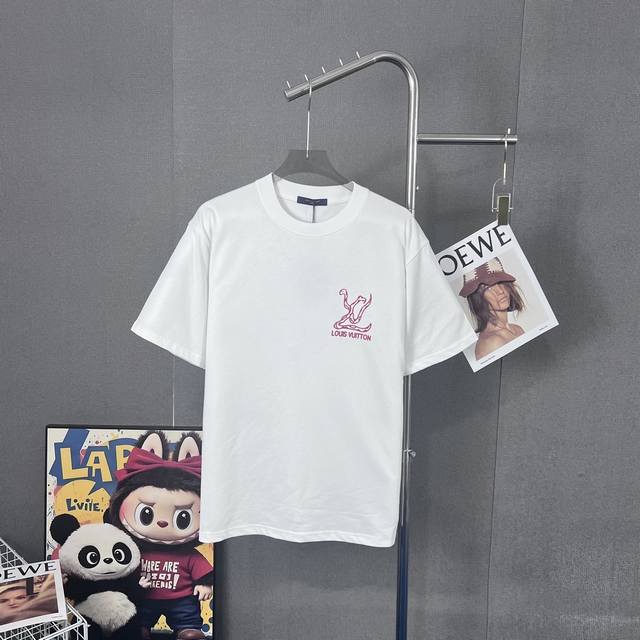 Lv Louis Vuitton 300g round neck short-sleeved T-shirtBrand classic Snake Year l