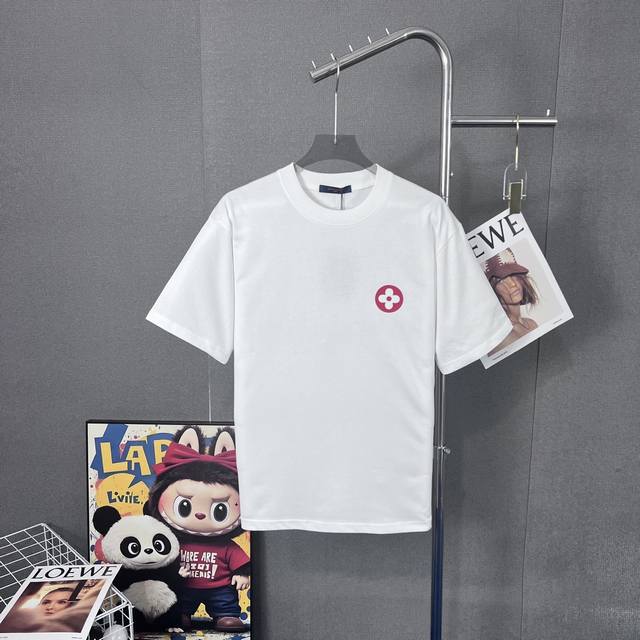 Lv Louis Vuitton 300g round neck short-sleeved T-shirtBrand classic three-dimens