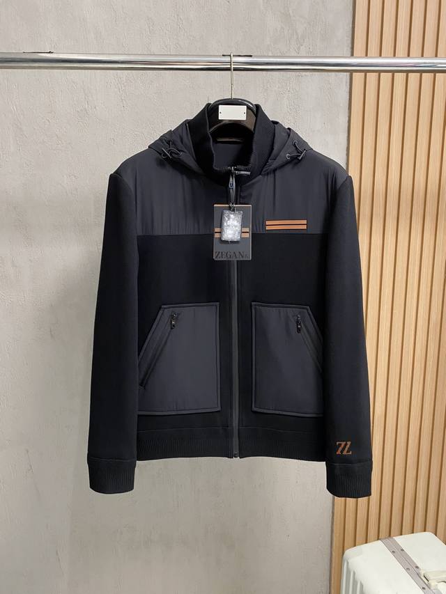 Down Jacket - Zegna Autumn/Winter 25 Fashion Small Hooded Knit Sleeve Lightweig