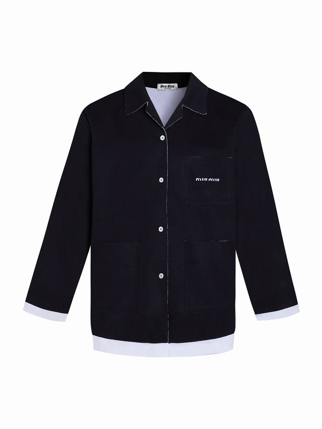 Miu Miu24Ss fake two-piece knitted cardigan authentic 26400 purchased and develo