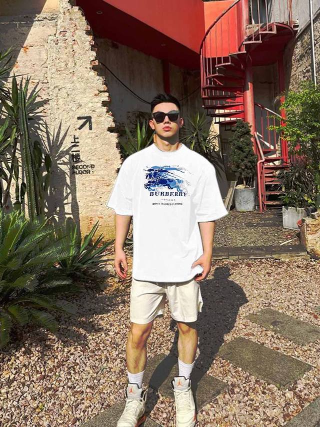 Bbr* Burberry-Leigh's new 2025 short-sleeved T-shirt, unisex! Featuring a classi