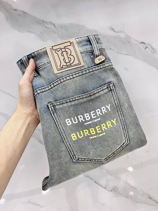 Burberry 2025Ss early spring new thin heavy-duty casual jeans, imported high-qu