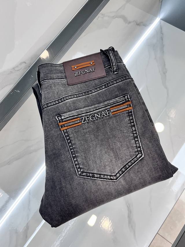 Zegna 2025Ss early spring new thin heavy-duty casual jeans, imported high-quali