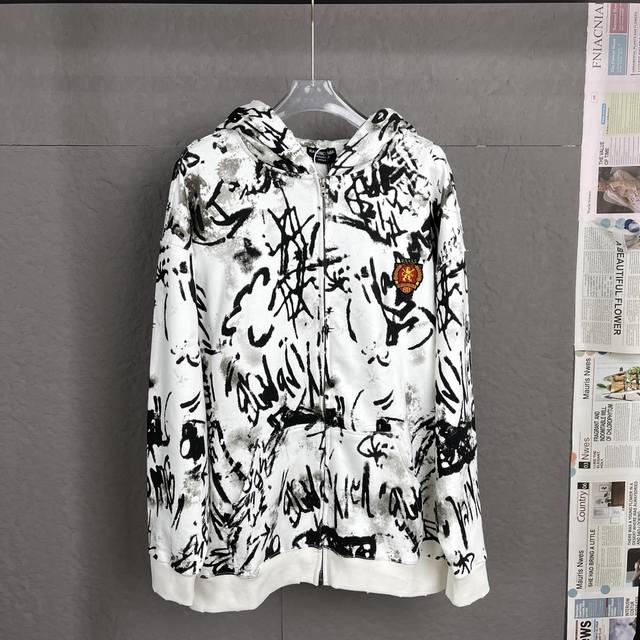 A82 High-quality Balenciaga, 23Ss new hooded zipper sweatshirt jacket, front and