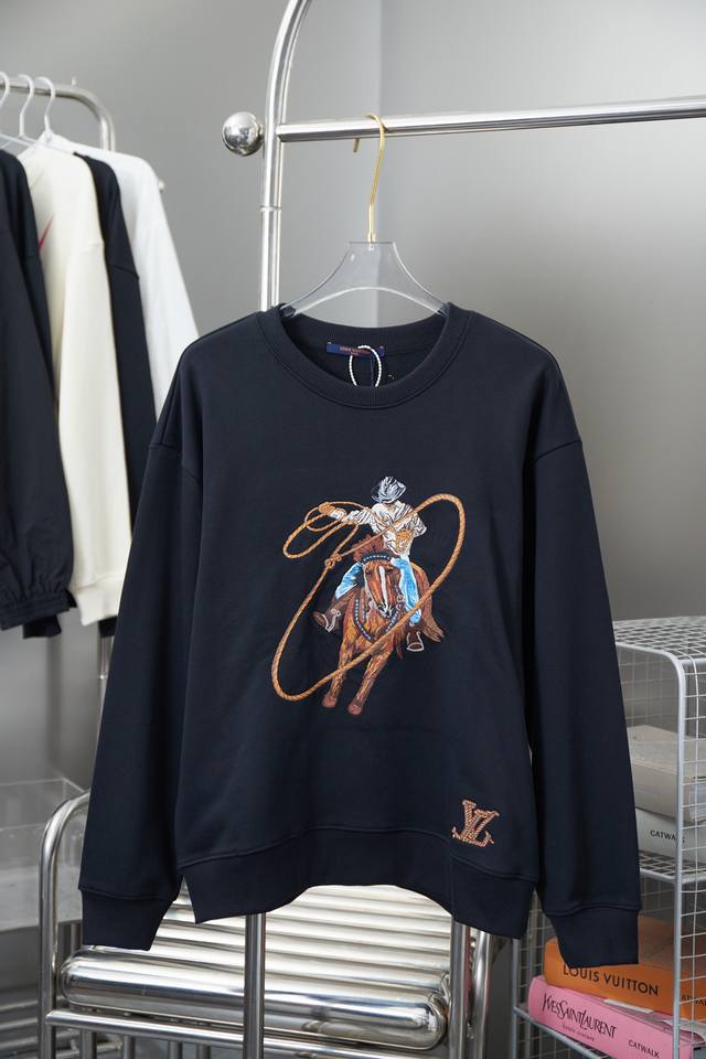 Louis 1V embroidered western horse pullover crewneck sweatshirtA must-have item