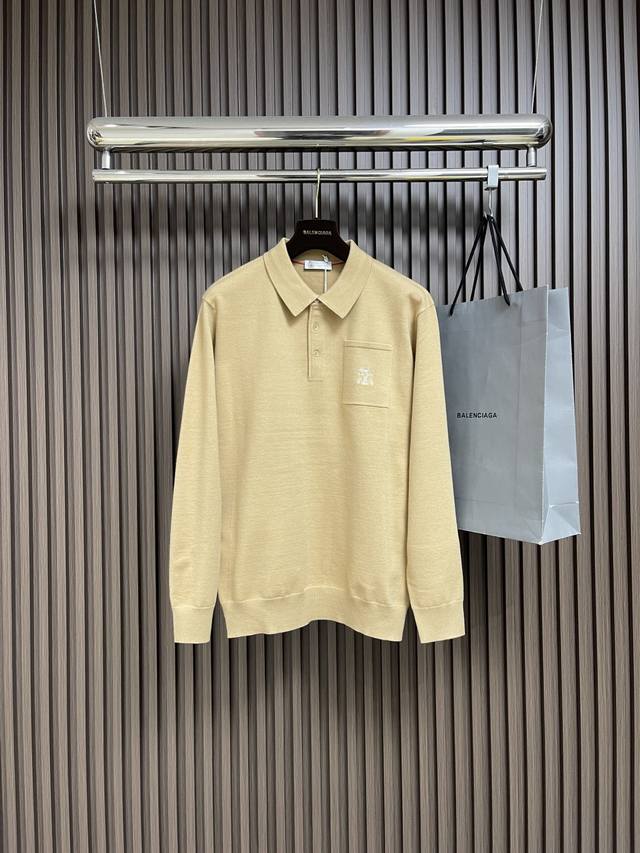 Brunellocucinelli's BC long-sleeved knit polo shirt features a seemingly simple