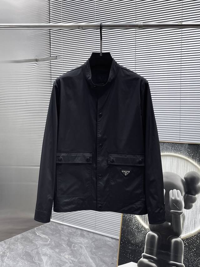 Prada's new 2025 stand-up collar jacket, a high-end version! Custom-made fabric
