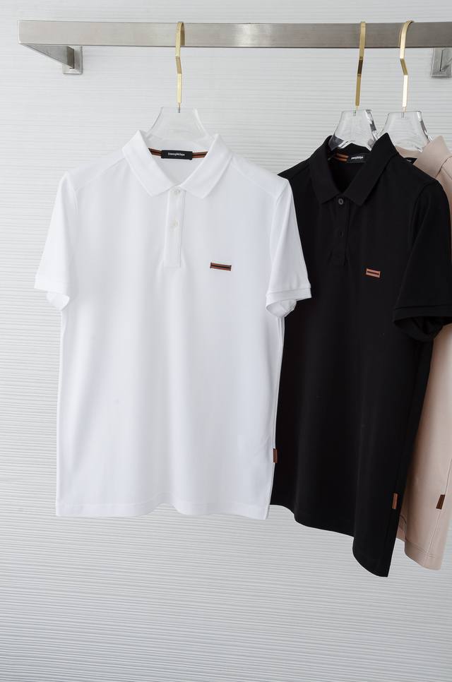 Zeg*An Zegna 2025Ss summer newest men's lapel short-sleeved polo shirt with a li