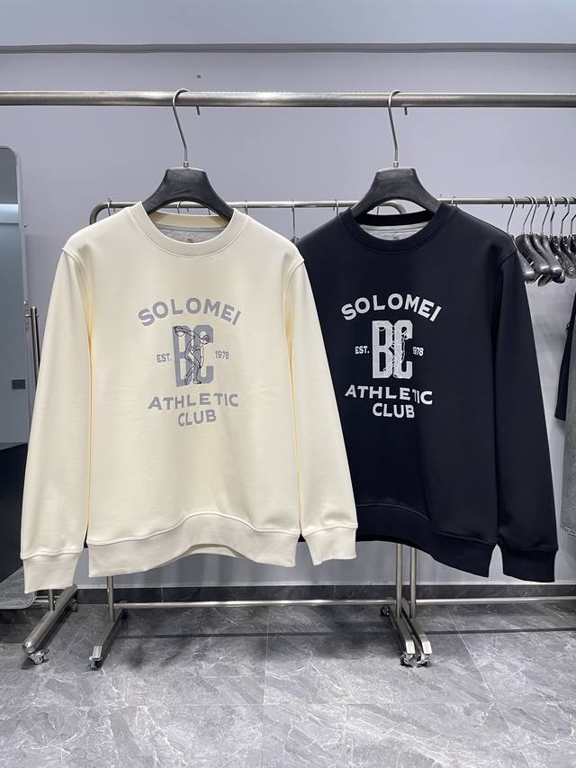 Bc25Fw New Fall/Winter Plush Warm Cotton Crewneck Sweatshirt with BC Print on th