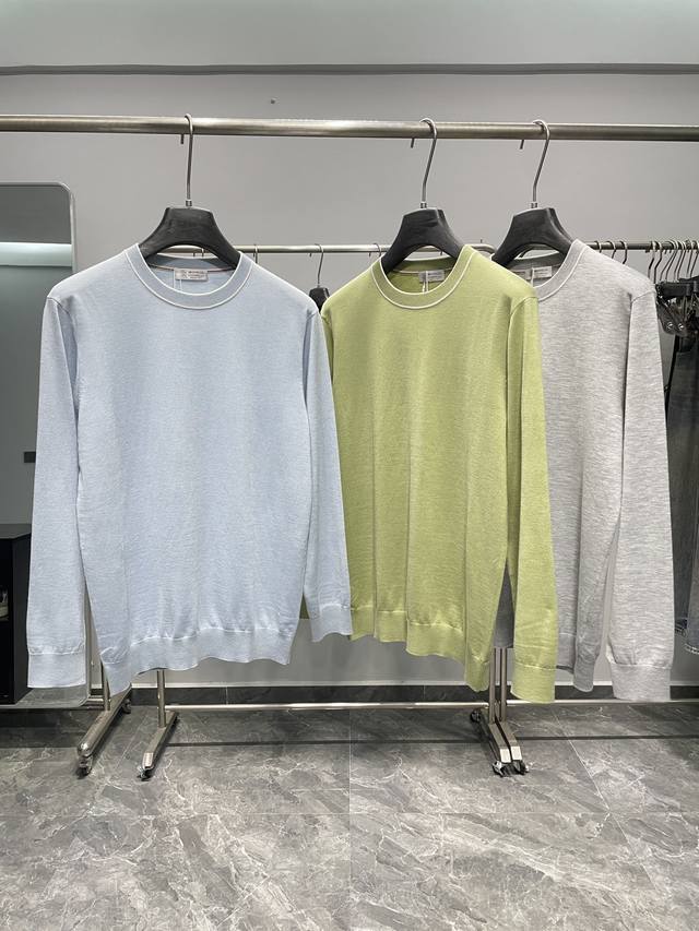 Bc25Fw's new autumn/winter silk and wool blend solid color knitted crewneck swea