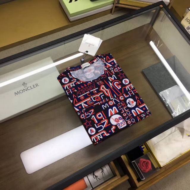 Moncle.R 20Ss summer new style bright red logo color printing short T-shirt 3D