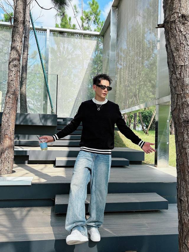 Loew*fit version M-Xxxl 2025 autumn and winter classic collar color matching woo