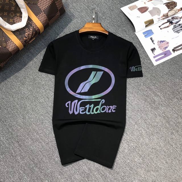 We11Done Spring/Summer new round neck short-sleeved T-shirt made of mercerized f