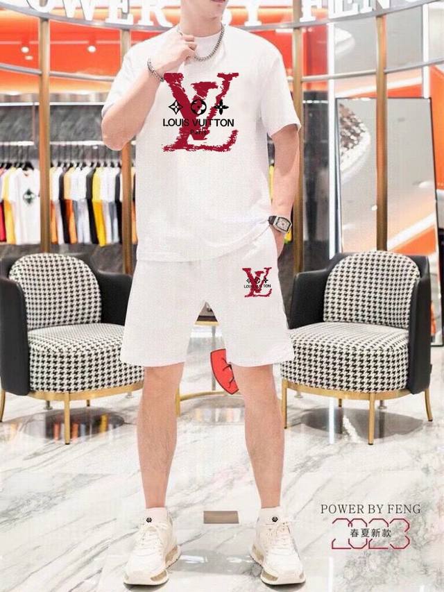 Direct brand Lv Louis Vuitton 2025 new men's short-sleeved shorts suit! Sold si
