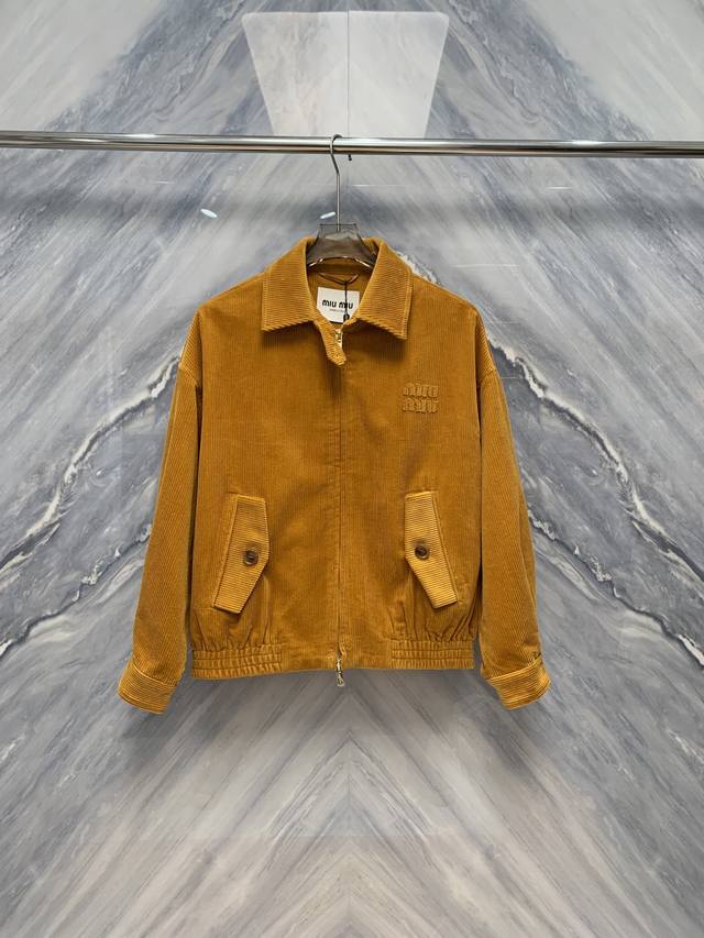 Miu's new Early Fall 2025 couple's matching vertical striped lapel corduroy jack