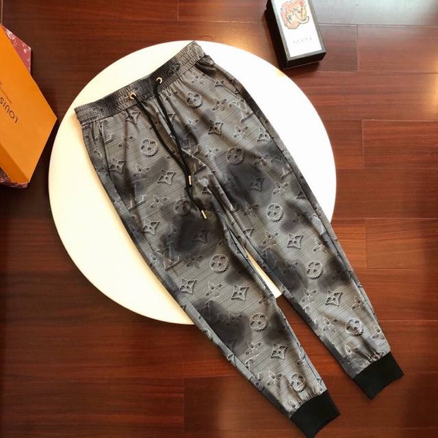 Lv New Spring/Summer Casual Pants Secret Polyester Fiber Digital Print Secret -