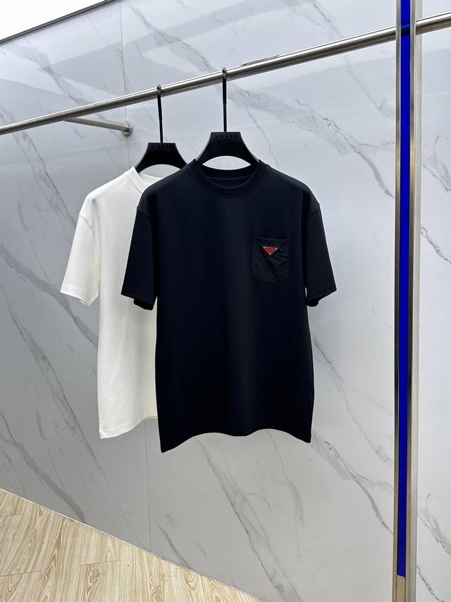 Prada's new fall 2025 short-sleeved base T-shirt, featuring seasonal colors, co