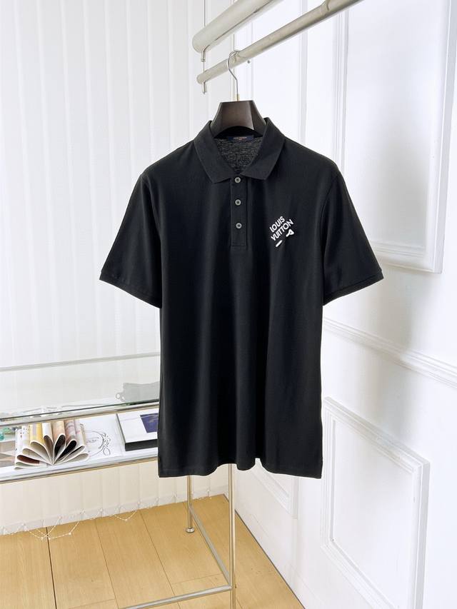 LV* 25Ss new high-quality short-sleeved lapel polo shirt. Exact version, top-gra