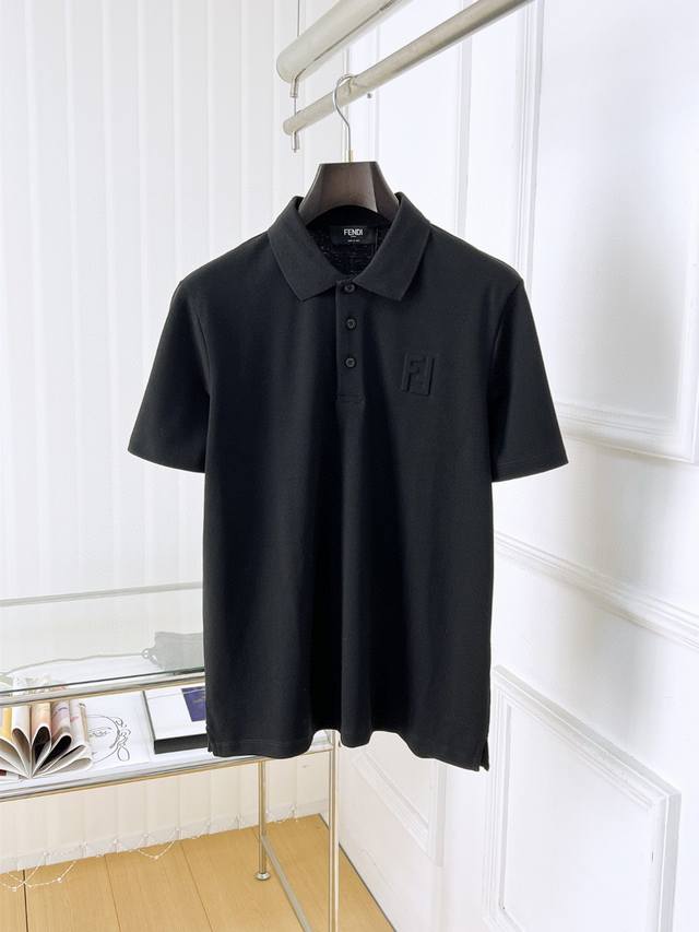 Fend* 25Ss new high-quality short-sleeved lapel polo shirtCorrect version, top-l